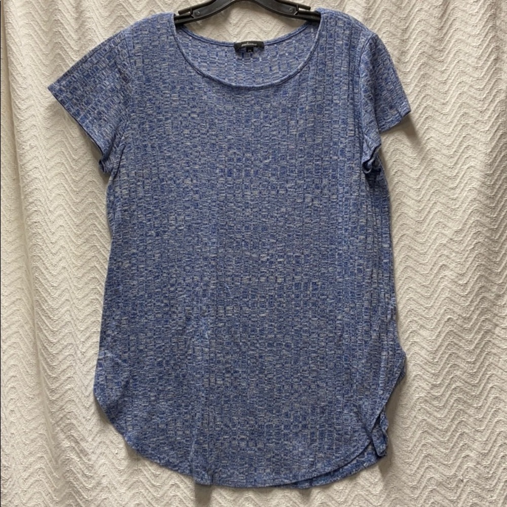 Ambiance blue and white short sleeved sweater 2X